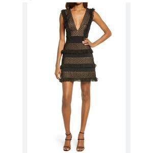 SHO by Tadashi Shoji Black/Nude Ruffle Cocktail Dress (New)